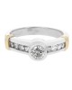 Diamond Fluted Accent Engagement Ring in Yellow Gold and Platinum